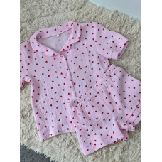 Дитяча муслінова піжама з серцями Рожевий, 146-152