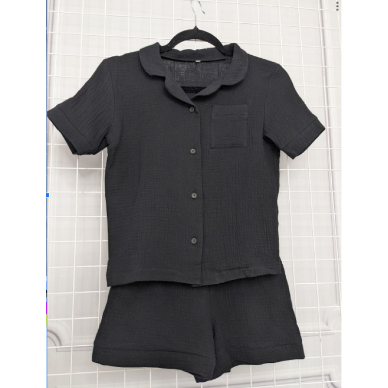 Дитяча піжама з мусліна шорти із сорочкою Чорний, Без візерунка, 134-140