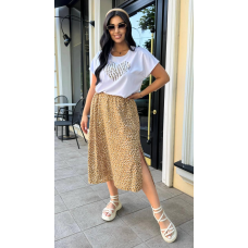 Костюм жіночий футболка зі спідницею  Бежевий, 54/56