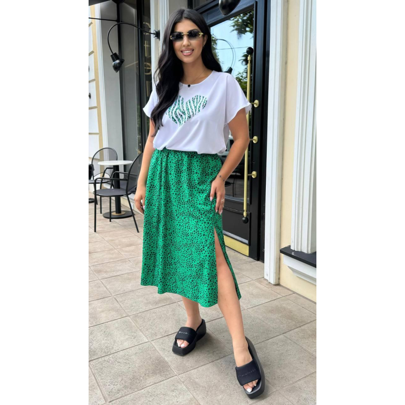 Костюм жіночий футболка зі спідницею  Зелений, 50/52