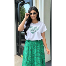 Костюм жіночий футболка зі спідницею  Зелений, 54/56