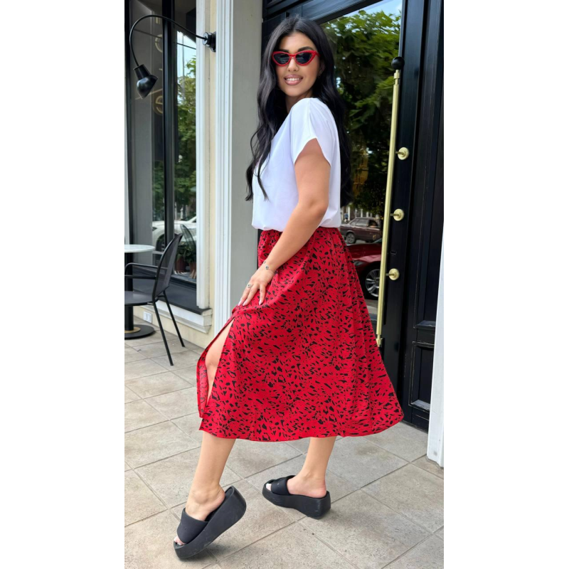 Костюм жіночий футболка зі спідницею  Червоний, 50/52