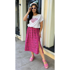 Костюм жіночий футболка зі спідницею  Малиновий, 50/52