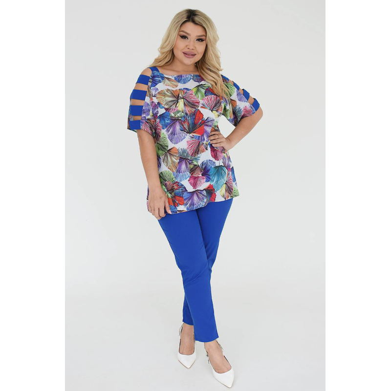 Костюм жіночий блузка та штани з тканини софт Елект Електрик, 54/56