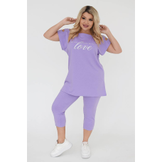 Жіночий літній костюм із бриджами Бузковий, 58/60