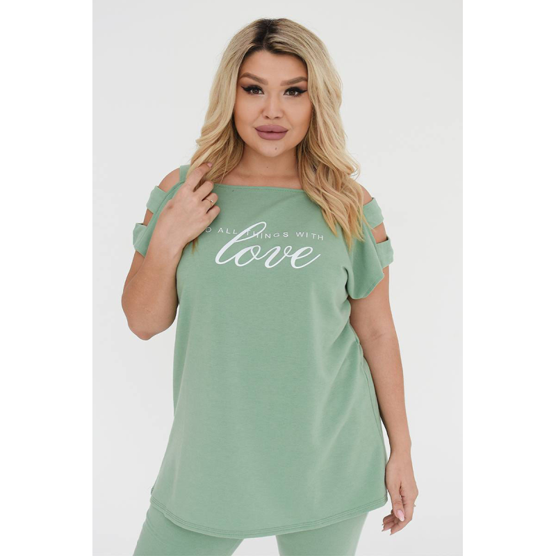 Жіночий літній костюм із бриджами Фісташковий, 54/56