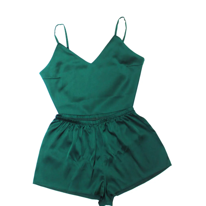 Піжама жіноча із шортами атласна Пудровий XXL Зелений, 2XL