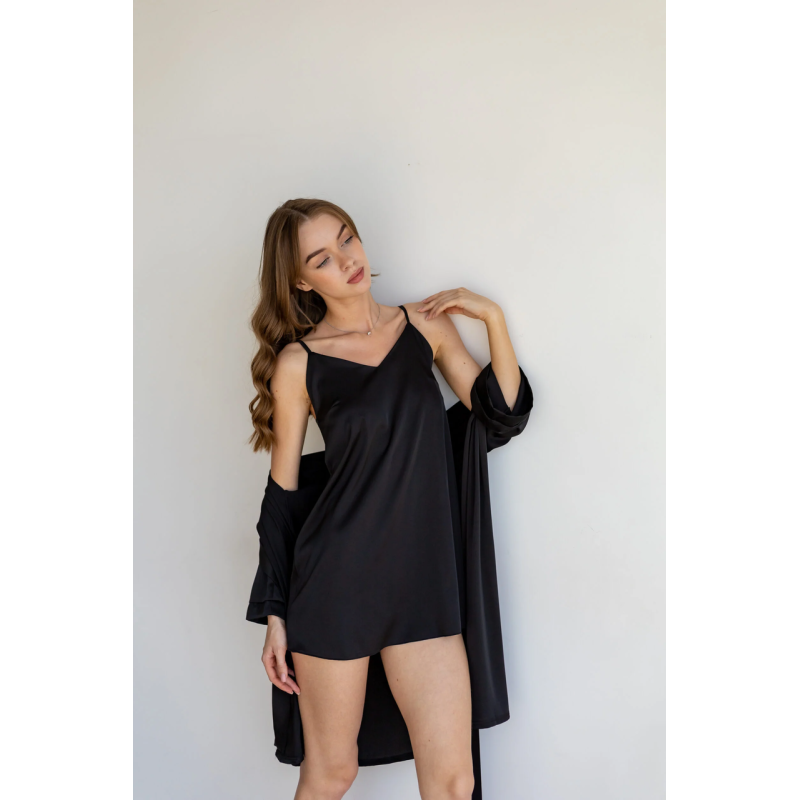 Халат із нічною сорочкою Чорний, 50/52