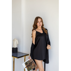 Коплект шовковий сорочка з халатом