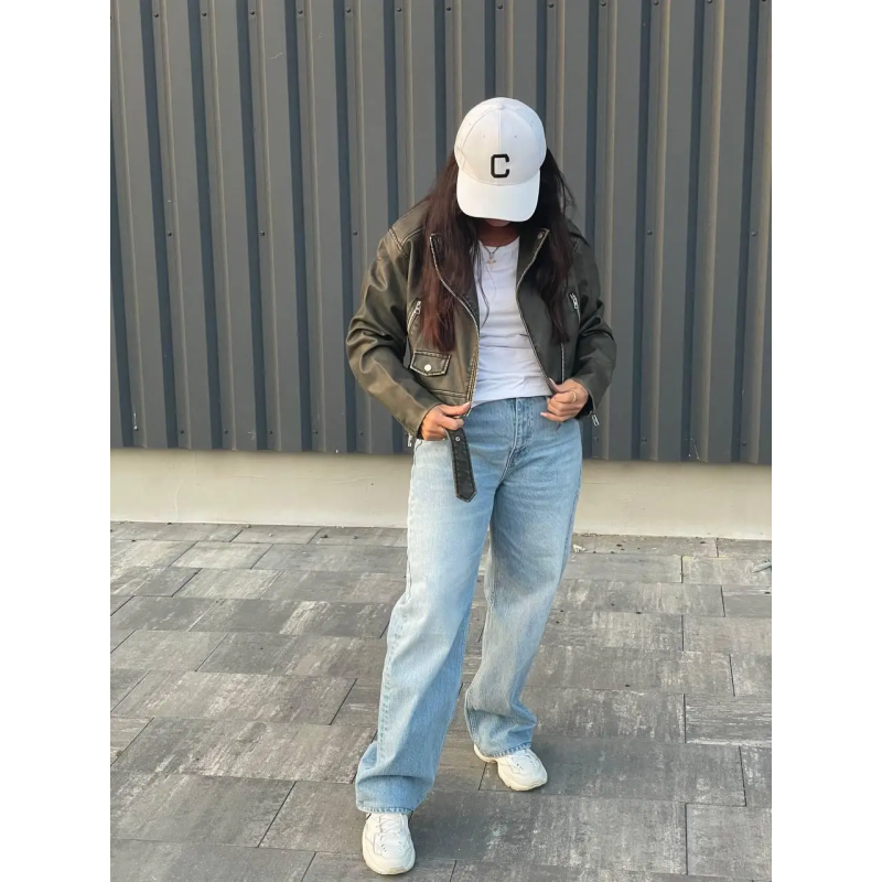 Куртка косуха  жіноча коротка, хакі M