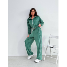 Велюровий костюм із лампасами Зелений, 42/4