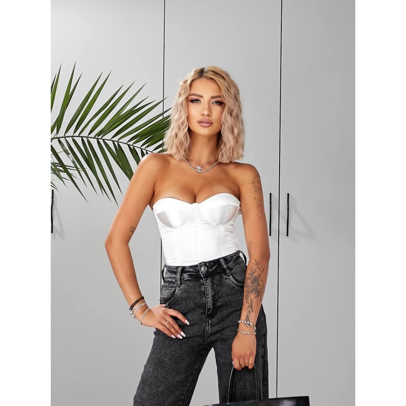 Корсет-топ жіночий шовковий, Білий, L