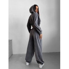 Велюровий костюм жіночий із широкими штанами Сірий,42/46
