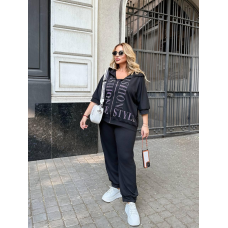 Жіночий костюм двійка штани і кофта з капюшоном Чорний, 50/52