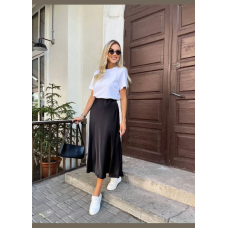 Жіноча спідниця атласна Чорна 50/52