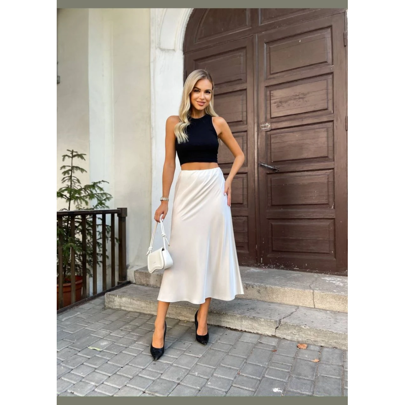 Жіноча спідниця атласна Біла 50/52