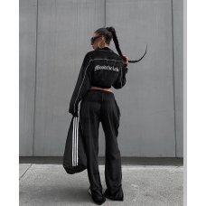 Велюровий жіночий костюм з вишивкою, Чорний