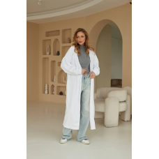 Жіночий кардиган з поясом махровий Білий