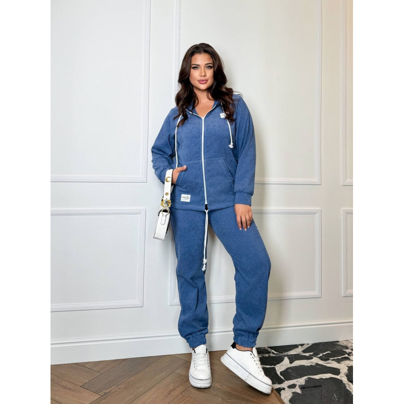 Жіночий костюм мікровельвет Джинс, 54/56