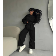 Жіночий костюм із плащової тканини Чорний, 42/46