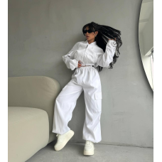 Жіночий костюм із плащової тканини Білий, 48/52