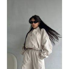 Жіночий костюм із плащової тканини Бежевий, 42/46