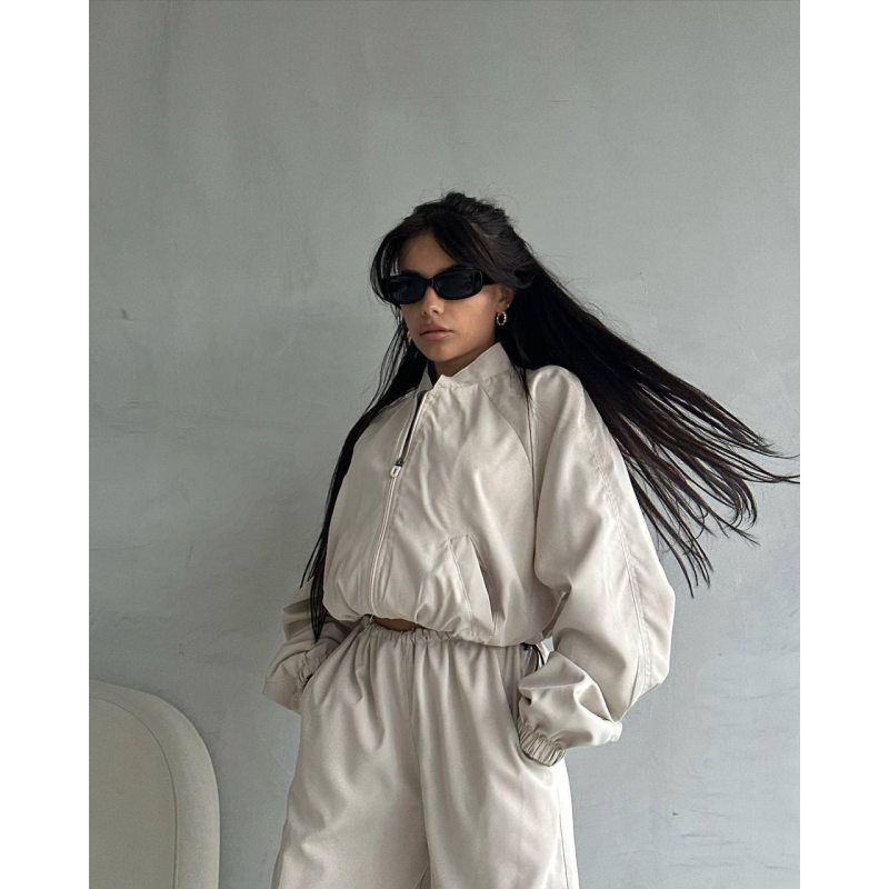 Жіночий костюм із плащової тканини Бежевий, 42/46