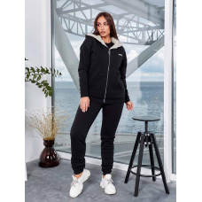 Жіночий костюм з хутром Чорний, 2XL-3XL