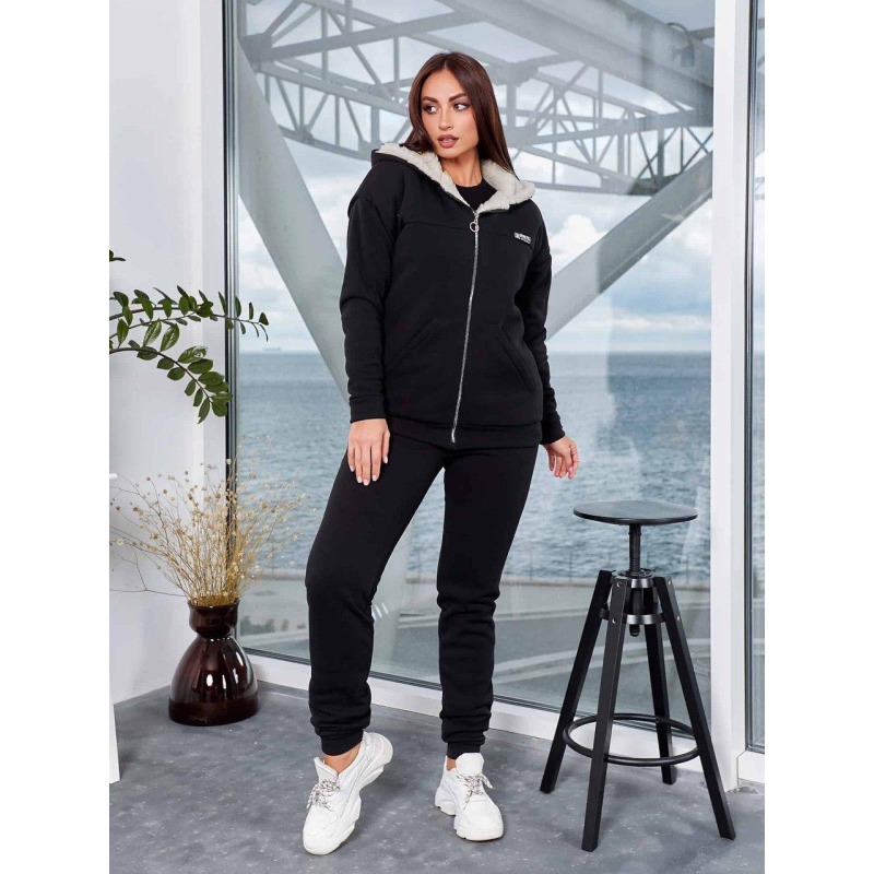 Жіночий костюм з хутром Чорний, 2XL-3XL
