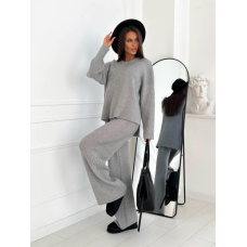 Жіночий костюм ангоровий рубчик, Сірий 48-52