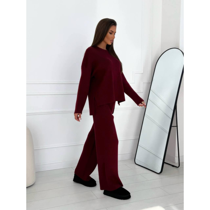 Жіночий костюм ангоровий в рубчик, Бордо 42-46