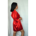 Халат жіночий атласний під пояс довжина 90см червоний, M/L Халат жіночий атласний під пояс довжина 90см червоний, M/L
