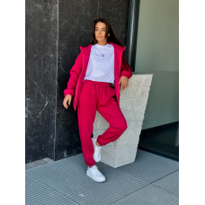 Жіночий теплий костюм на флісі, Малиновий, 46/48