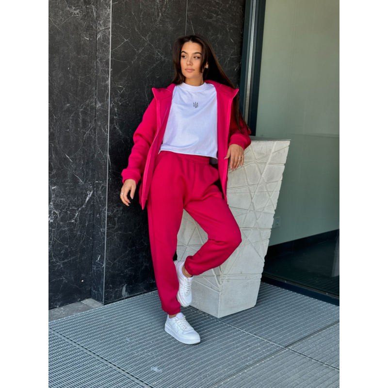 Жіночий теплий костюм на флісі, Малиновий, 46/48 Жіночий теплий костюм на флісі, Малиновий, 46/48