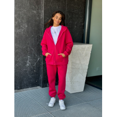 Теплий спортивний костюм жіночий на блискавці Малиновий, 50/52