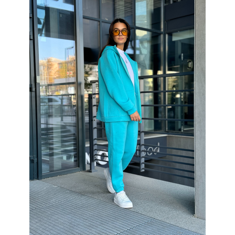 Жіночий теплий костюм на флісі, Блакитний, 42/44