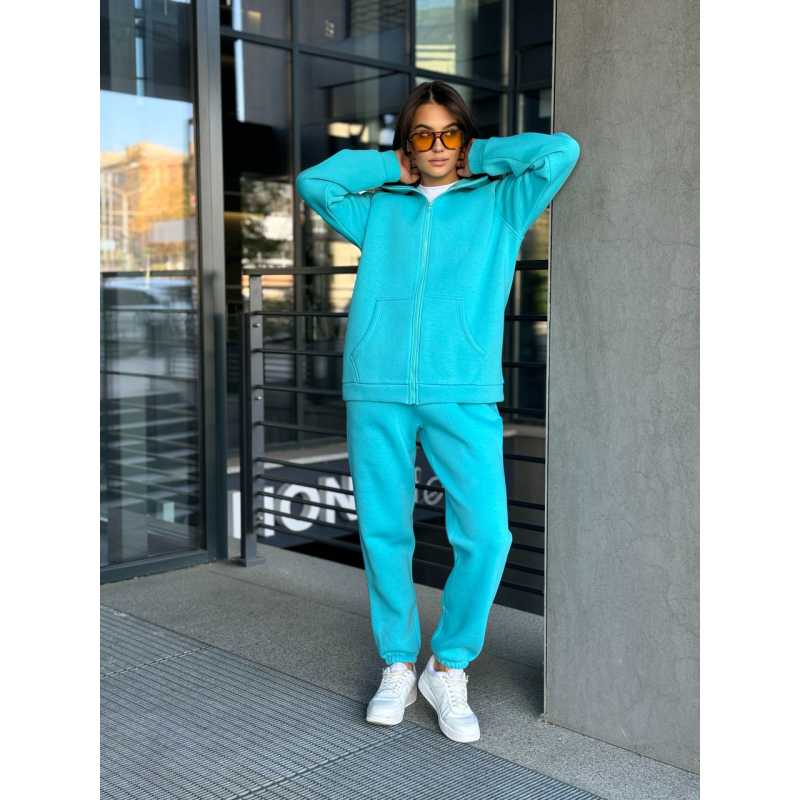 Жіночий спортивний костюм на флісі, Блакитний, 46/48 Жіночий спортивний костюм на флісі, Блакитний, 46/48