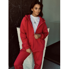 Жіночий теплий костюм на флісі, Червоний, 50/52