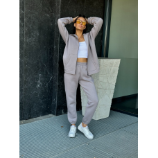 Жіночий спортивний костюм на флісі, Сірий, 42/44