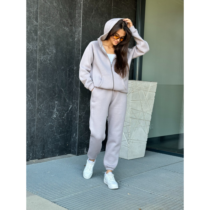 Жіночий теплий костюм на флісі, Сірий, 46/48