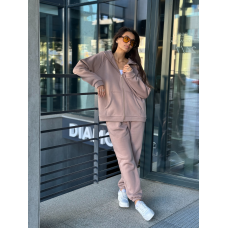 Теплий спортивний костюм жіночий на блискавці,  Какао, 50/52