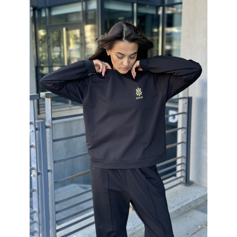 Жіночий світшот трикотажний з тризубом Чорний 46/48