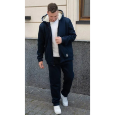 Чоловічий теплий костюм на флісі з хутром  Синій 48/50