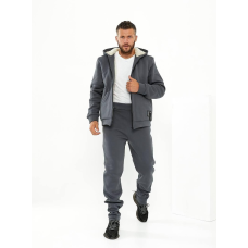 Чоловічий зимовий спортивний костюм на хутрі  Сірий, 52/54