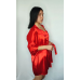 Халат жіночий атласний під пояс довжина 90см червоний,XL/2XL Халат жіночий атласний під пояс довжина 90см червоний,XL/2XL