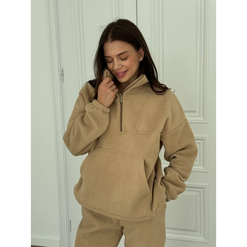 Теплий жіночий костюм TEDDY Бежевий, M-L
