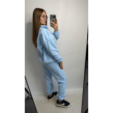 Теплий жіночий костюм TEDDY Блакитний, M-L