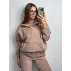 Теплий жіночий костюм TEDDY  Капучіно, M-L