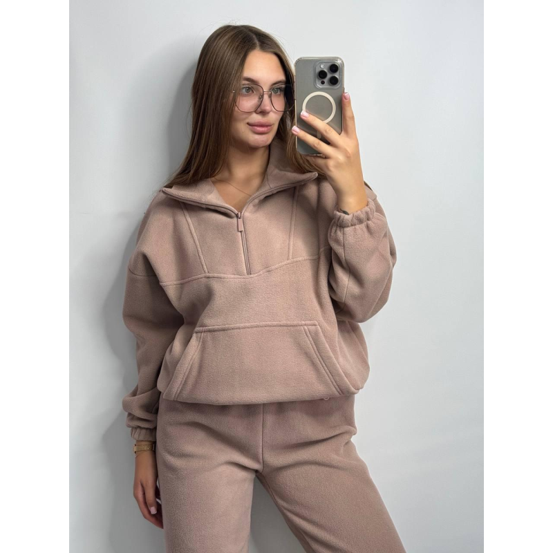 Теплий жіночий костюм TEDDY  Капучіно, M-L