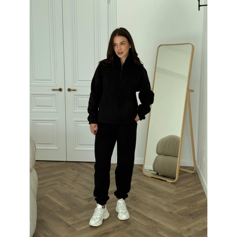 Теплий жіночий костюм TEDDY Чорний, XL-2XL